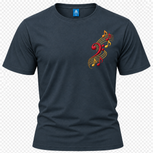 Camiseta Personalizada con Bordado Musical (Cuello Redondo o Tipo Polo)